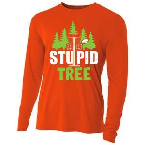 Funny Disc Golf Stupid Tree Cooling Performance Long Sleeve Crew