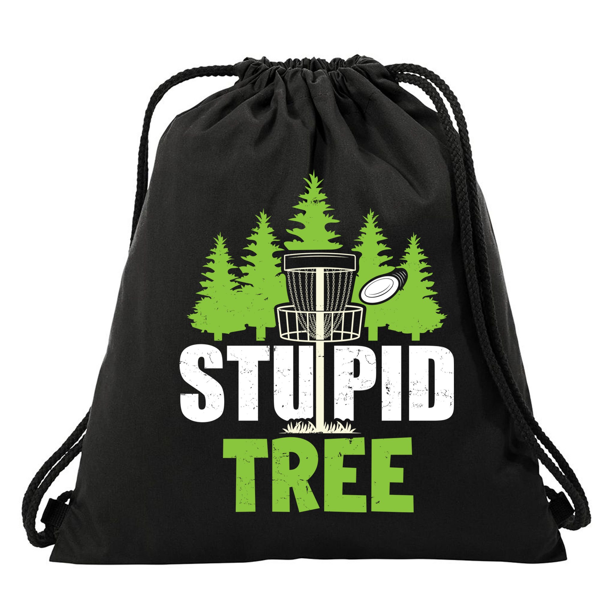 Funny Disc Golf Stupid Tree Drawstring Bag