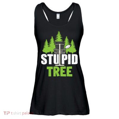 Funny Disc Golf Stupid Tree Ladies Essential Flowy Tank