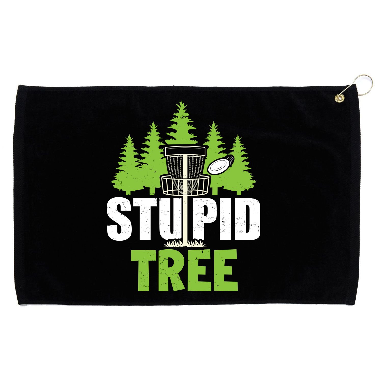 Funny Disc Golf Stupid Tree Grommeted Golf Towel