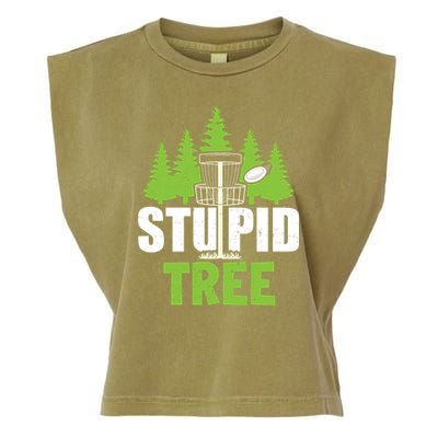 Funny Disc Golf Stupid Tree Garment-Dyed Women's Muscle Tee