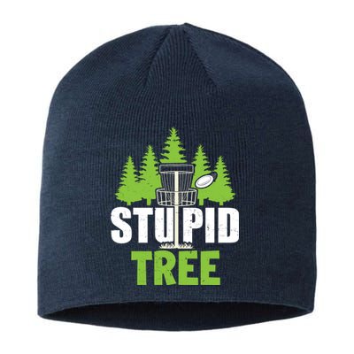 Funny Disc Golf Stupid Tree Sustainable Beanie