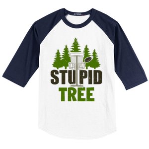 Funny Disc Golf Stupid Tree Baseball Sleeve Shirt