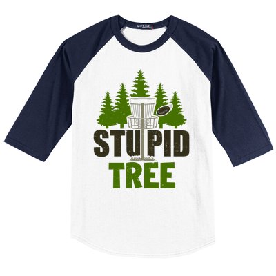 Funny Disc Golf Stupid Tree Baseball Sleeve Shirt