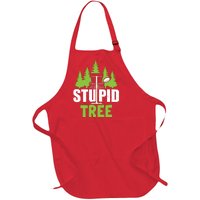 Funny Disc Golf Stupid Tree Full-Length Apron With Pockets