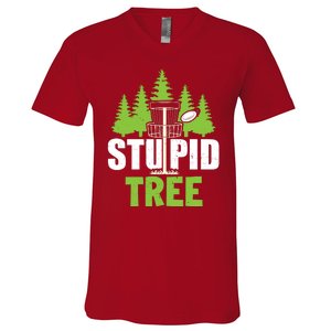 Funny Disc Golf Stupid Tree V-Neck T-Shirt