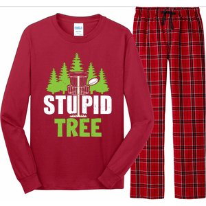 Funny Disc Golf Stupid Tree Long Sleeve Pajama Set