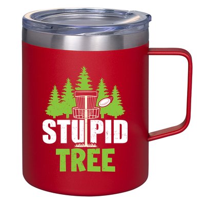 Funny Disc Golf Stupid Tree 12oz Stainless Steel Coffee Mug