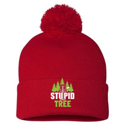 Funny Disc Golf Stupid Tree Pom Pom 12in Knit Beanie