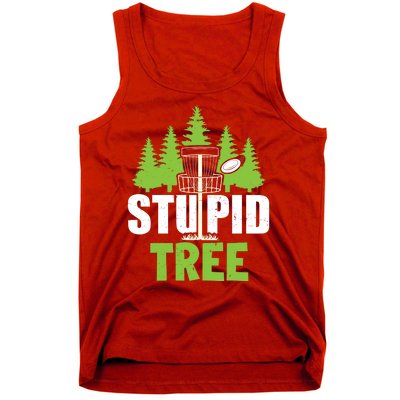 Funny Disc Golf Stupid Tree Tank Top