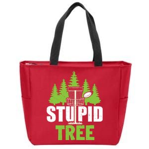 Funny Disc Golf Stupid Tree Zip Tote Bag