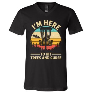 Funny Disc Golf For  Disc Golf Player Trees Sports V-Neck T-Shirt