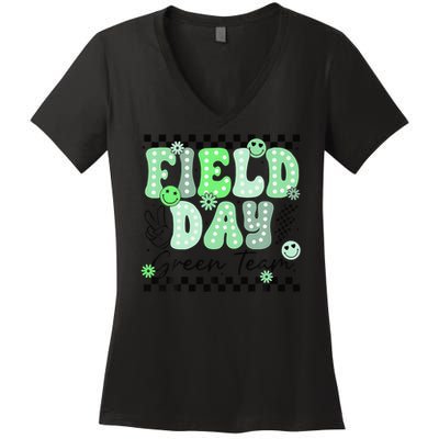 Field Day Green Team Color Field Trip Team Game Competition Women's V-Neck T-Shirt