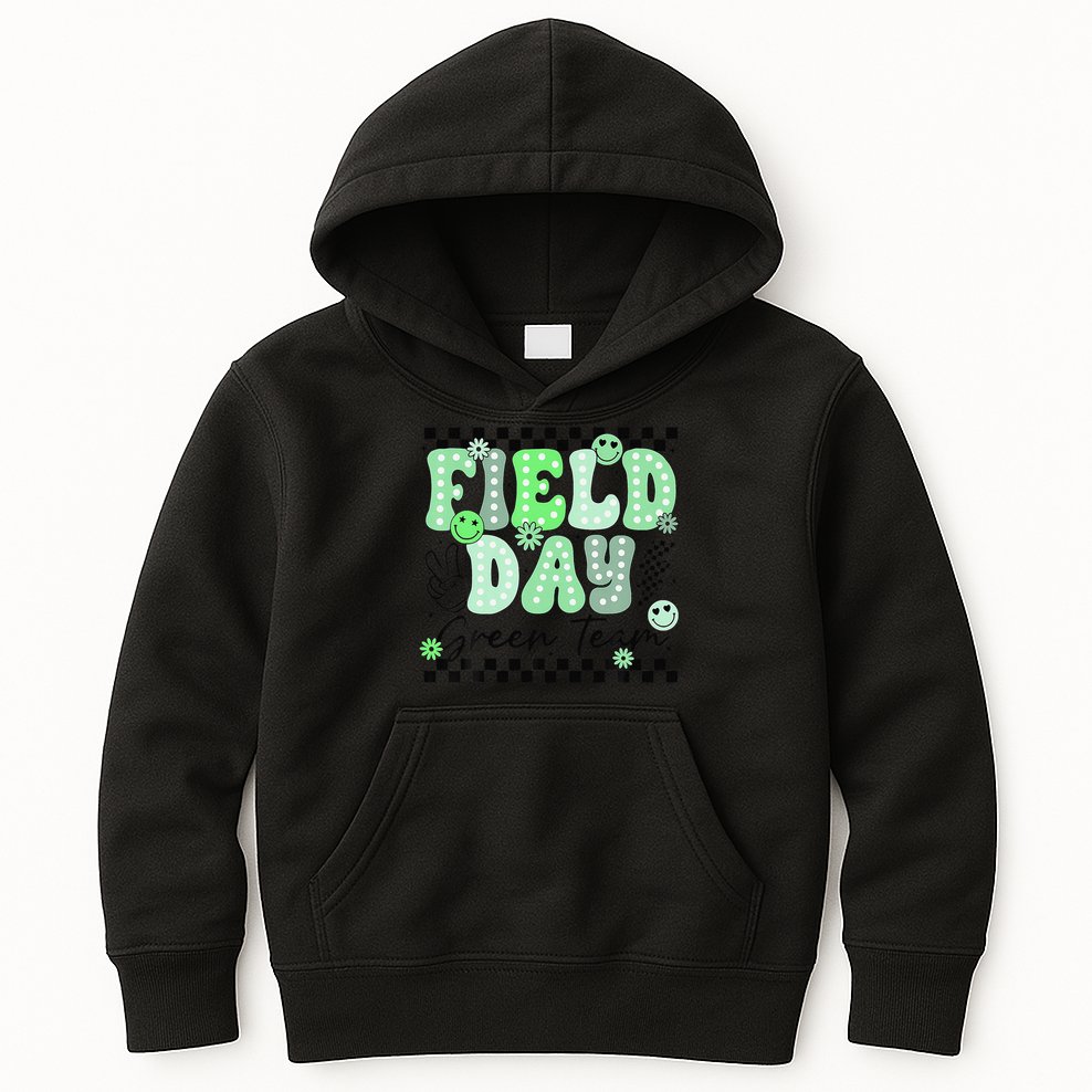 Field Day Green Team Color Field Trip Team Game Competition Kids Hoodie