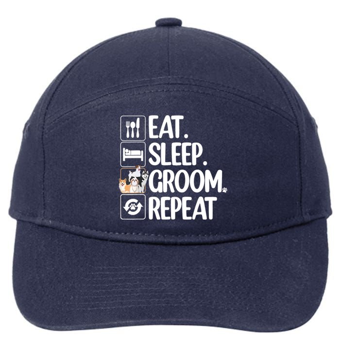 Funny Dog Groomer Design For Pet Groomer Grooming 7-Panel Snapback Hat