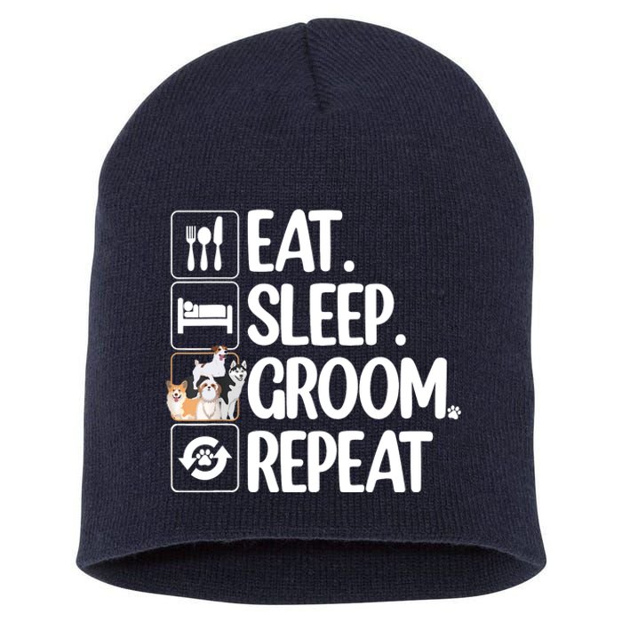 Funny Dog Groomer Design For Pet Groomer Grooming Short Acrylic Beanie