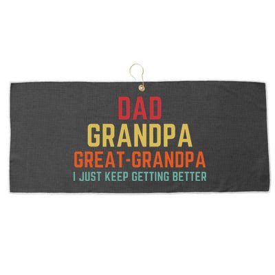 Fathers Day Gift From Grandkids Dad Grandpa Great Grandpa Large Microfiber Waffle Golf Towel