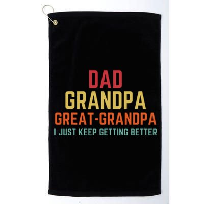 Fathers Day Gift From Grandkids Dad Grandpa Great Grandpa Platinum Collection Golf Towel