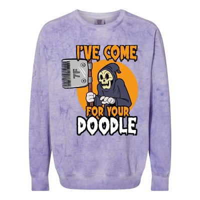 Funny Dog Groomer Reaper Brush Your Dog Grooming Halloween Colorblast Crewneck Sweatshirt