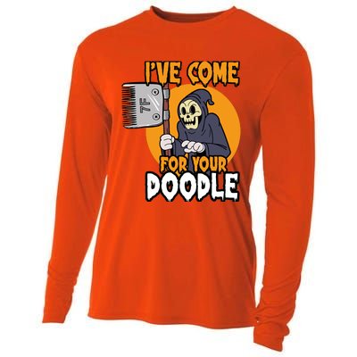 Funny Dog Groomer Reaper Brush Your Dog Grooming Halloween Cooling Performance Long Sleeve Crew