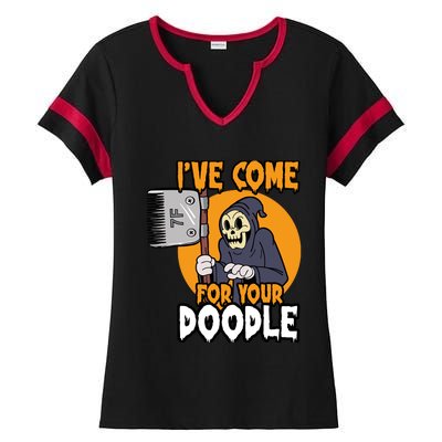 Funny Dog Groomer Reaper Brush Your Dog Grooming Halloween Ladies Halftime Notch Neck Tee