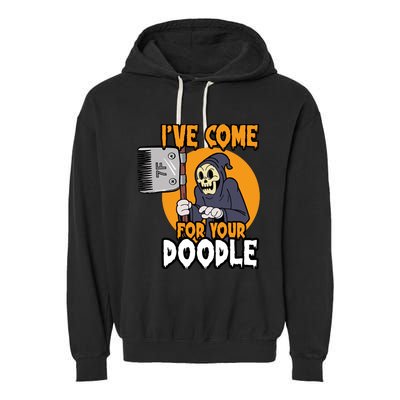 Funny Dog Groomer Reaper Brush Your Dog Grooming Halloween Garment-Dyed Fleece Hoodie