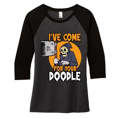 Funny Dog Groomer Reaper Brush Your Dog Grooming Halloween Women's Tri-Blend 3/4-Sleeve Raglan Shirt