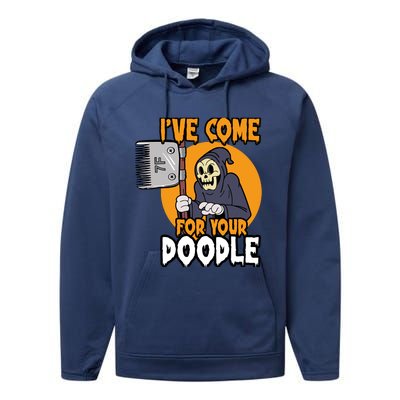 Funny Dog Groomer Reaper Brush Your Dog Grooming Halloween Performance Fleece Hoodie