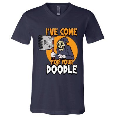 Funny Dog Groomer Reaper Brush Your Dog Grooming Halloween V-Neck T-Shirt