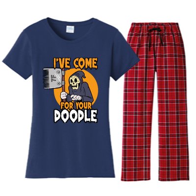 Funny Dog Groomer Reaper Brush Your Dog Grooming Halloween Women's Flannel Pajama Set