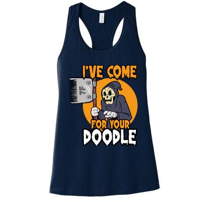 Funny Dog Groomer Reaper Brush Your Dog Grooming Halloween Women's Racerback Tank