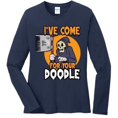 Funny Dog Groomer Reaper Brush Your Dog Grooming Halloween Ladies Long Sleeve Shirt