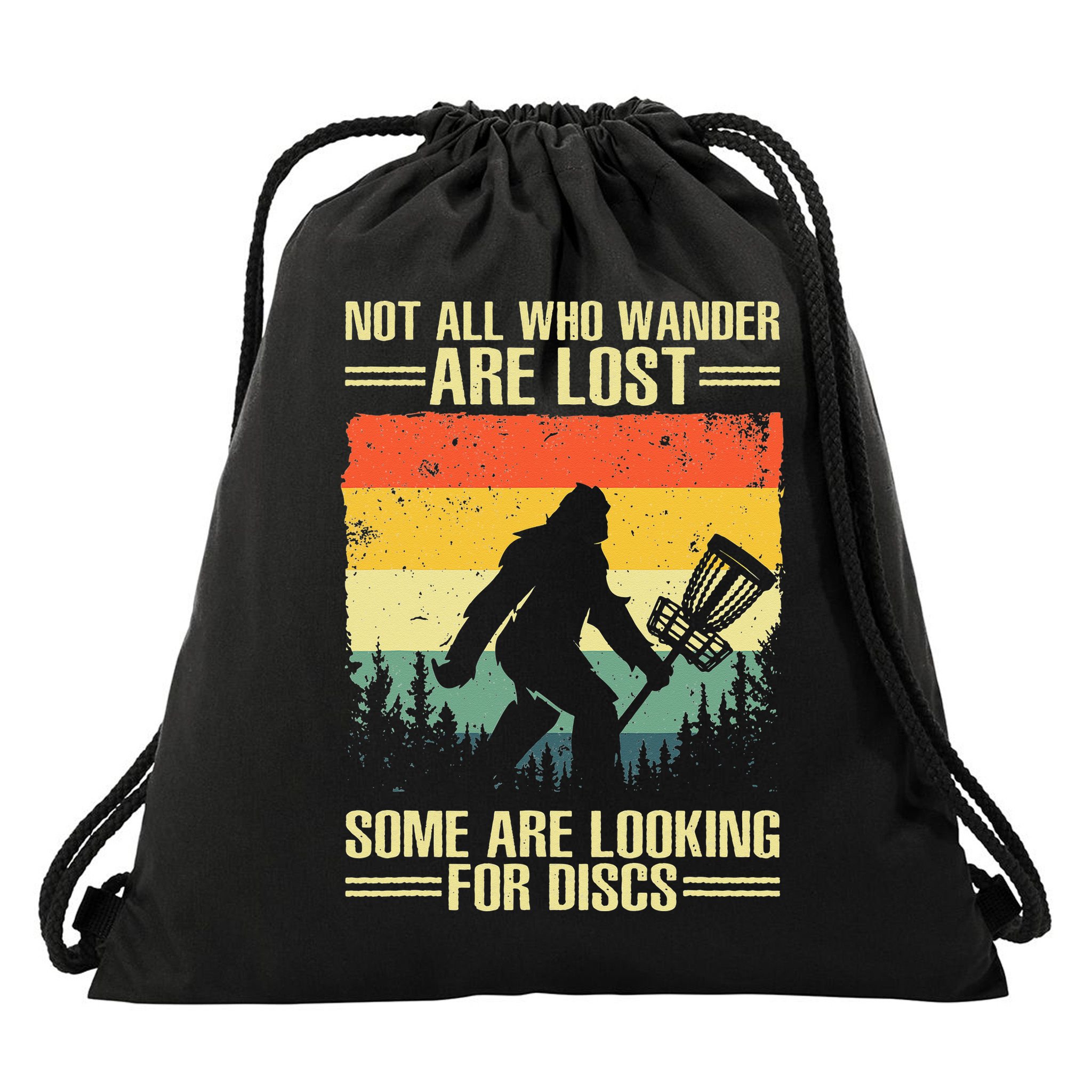 Funny Disc Golf Art Drawstring Bag