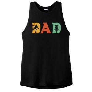 Funny Disc Golf Dad Retro Fathers Day Ladies PosiCharge Tri-Blend Wicking Tank