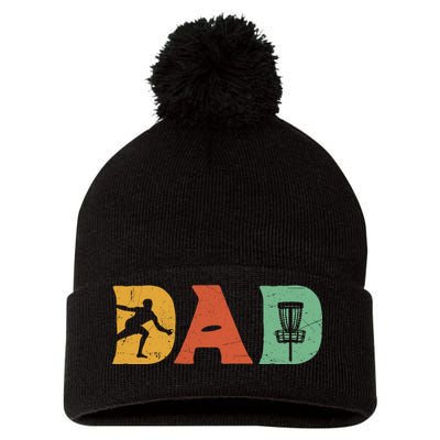 Funny Disc Golf Dad Retro Fathers Day Pom Pom 12in Knit Beanie