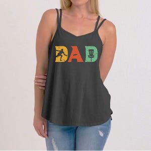 Funny Disc Golf Dad Retro Fathers Day Women's Strappy Tank