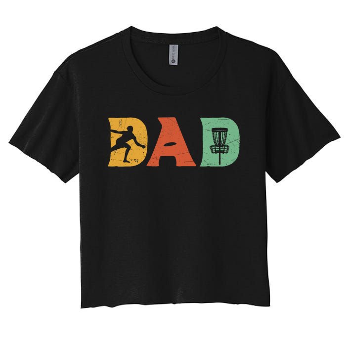 Funny Disc Golf Dad Retro Fathers Day Women's Crop Top Tee