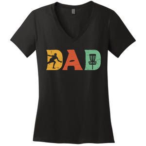 Funny Disc Golf Dad Retro Fathers Day Women's V-Neck T-Shirt