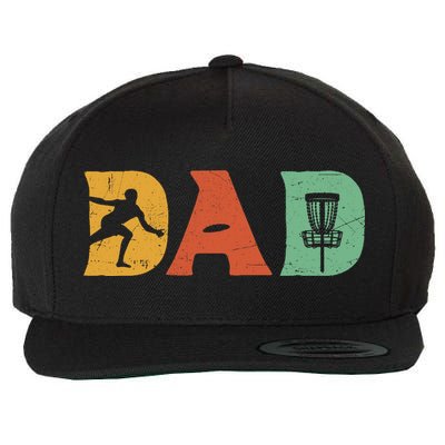 Funny Disc Golf Dad Retro Fathers Day Wool Snapback Cap