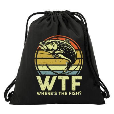 Fishing Dad Gift Wtf Wheres The Trout Fish Funny Drawstring Bag