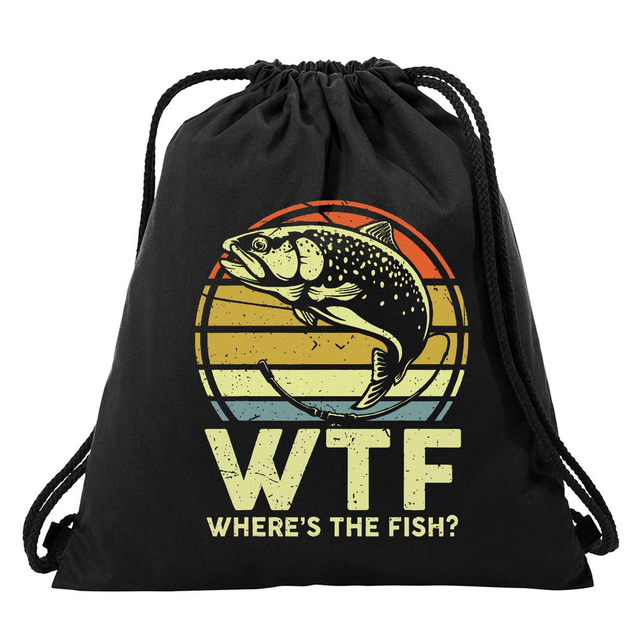 Fishing Dad Gift Wtf Wheres The Trout Fish Funny Drawstring Bag