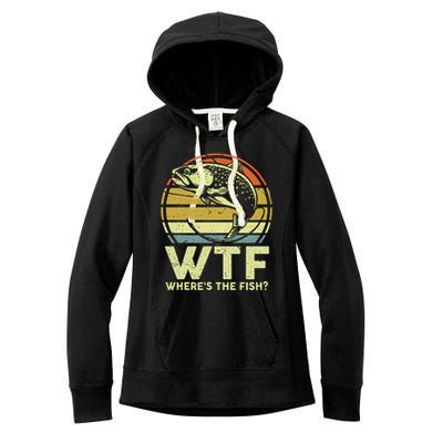 Fishing Dad Gift Wtf Wheres The Trout Fish Funny Women's Fleece Hoodie