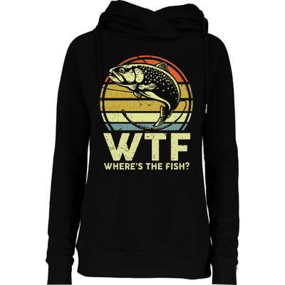 Fishing Dad Gift Wtf Wheres The Trout Fish Funny Womens Funnel Neck Pullover Hood
