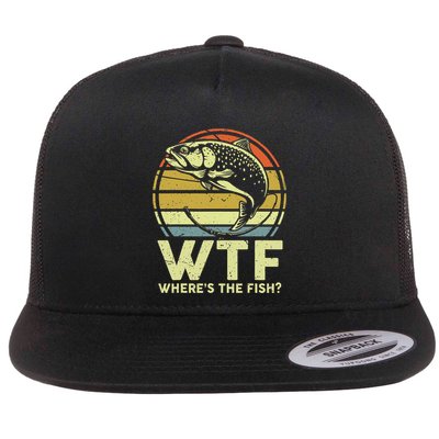 Fishing Dad Gift Wtf Wheres The Trout Fish Funny Flatbill Hat