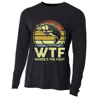 Fishing Dad Gift Wtf Wheres The Trout Fish Funny Cooling Performance Long Sleeve Crew