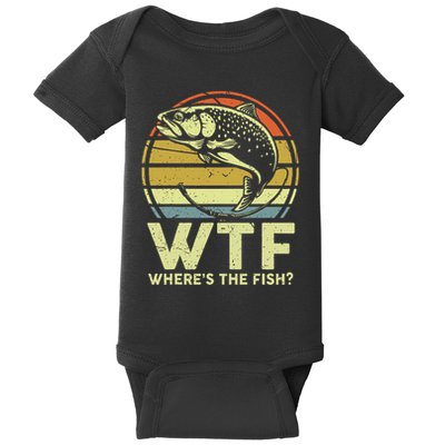 Fishing Dad Gift Wtf Wheres The Trout Fish Funny Baby Bodysuit