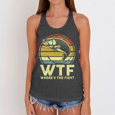 Fishing Dad Gift Wtf Wheres The Trout Fish Funny Women's Knotted Racerback Tank