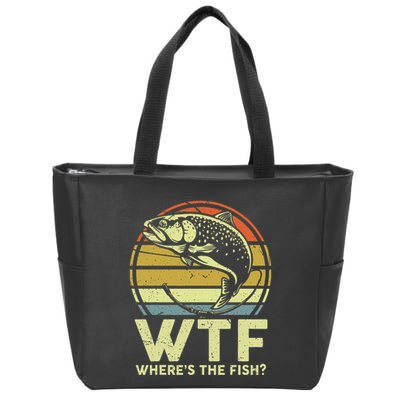 Fishing Dad Gift Wtf Wheres The Trout Fish Funny Zip Tote Bag