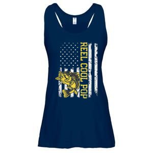 Fathers Day Gift Fishing Reel Cool Pop American Flag Dad Ladies Essential Flowy Tank