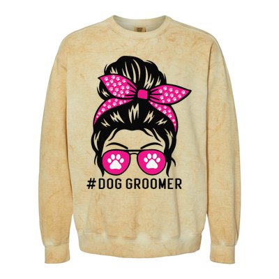 Funny Dog Groomer Grooming Pet Stylist Lady Colorblast Crewneck Sweatshirt